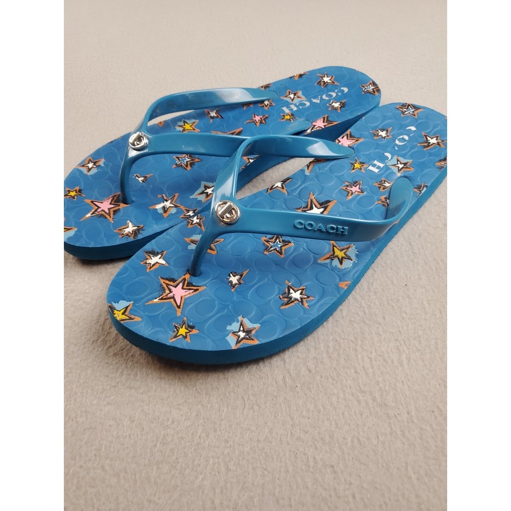 Coach Blue Stars Abbigail Size 9 Flip Flop Sandals